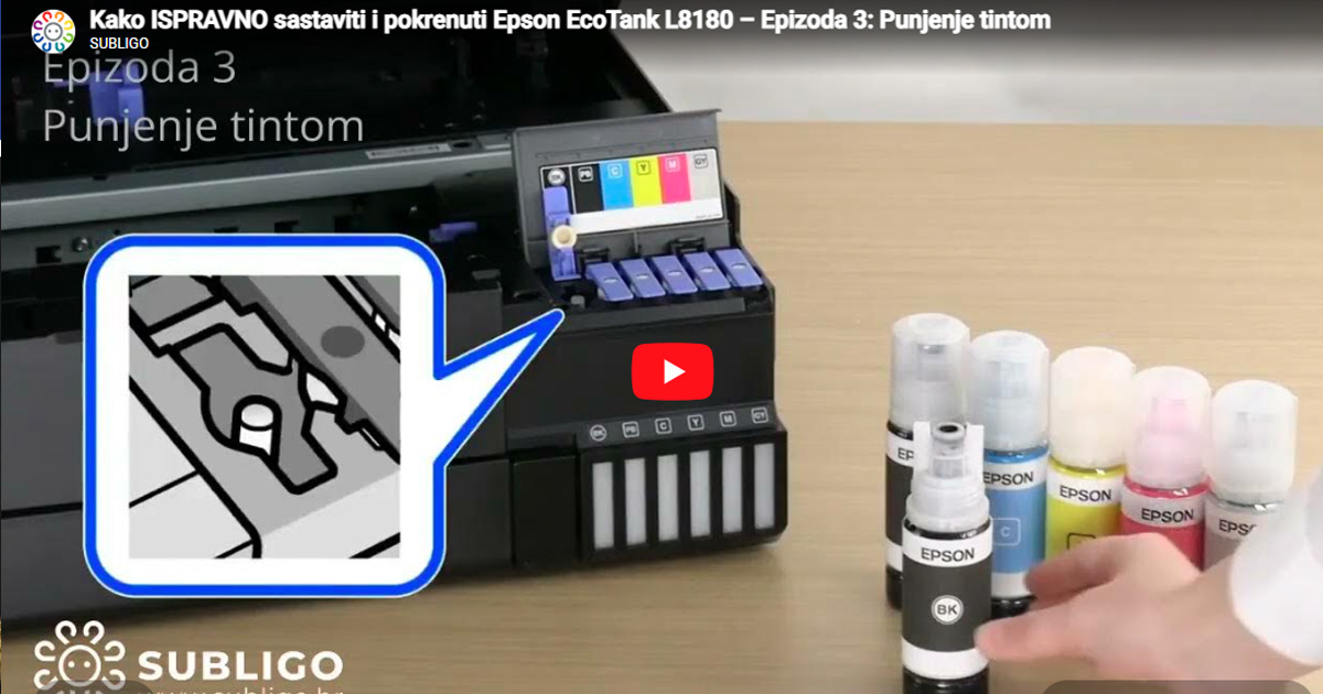 Kako ISPRAVNO sastaviti i pokrenuti Epson EcoTank L8180 – Epizoda 3: Punjenje tintom